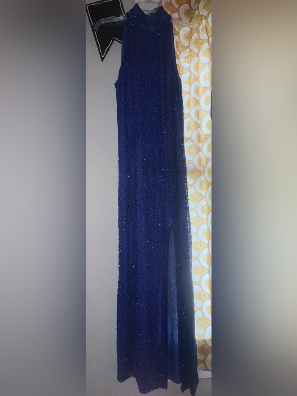 Embellished Navy Blue Sequin Maxi Dress